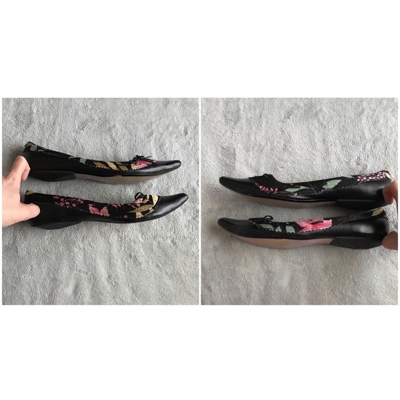 Irregular Choice Black Pointed Toe Floral Bow Flat - Picture 4 of 12